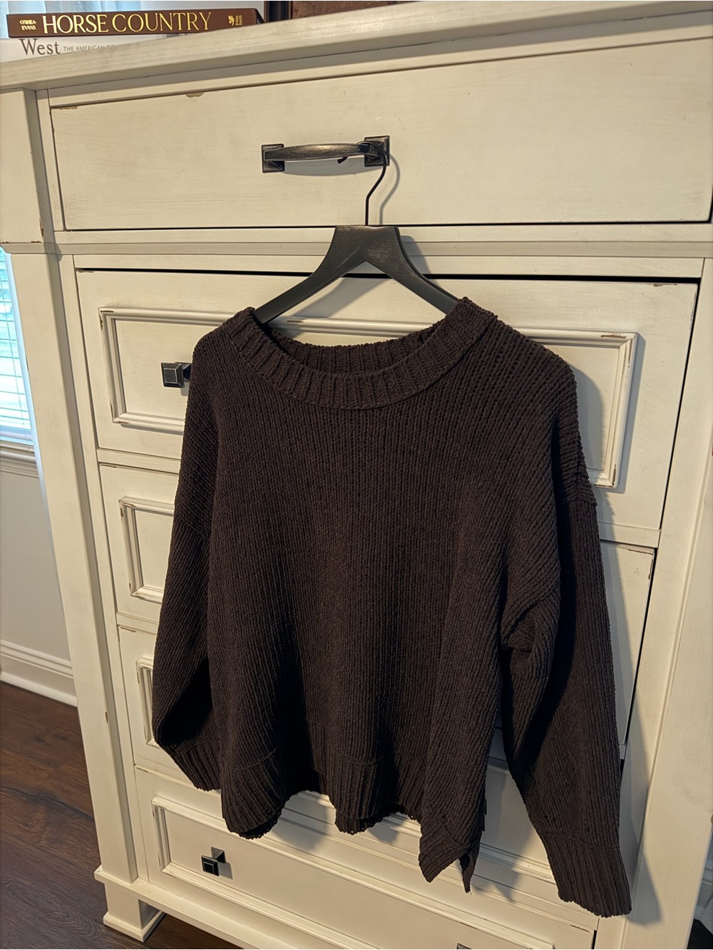 aerie Women's Crewneck Sweater in Dark Brown